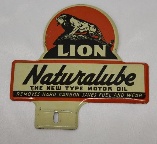 Lion Naturalube License Plate Topper Sign