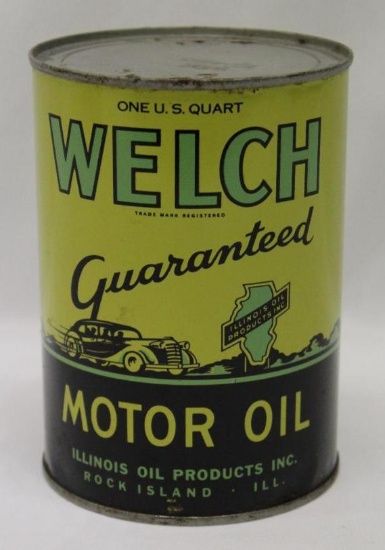 Welch 1 Quart Motor Oil Can of Rock Island IL