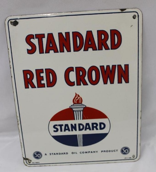 Standard Oil Red Crown Porcelain Pump Plate Sign