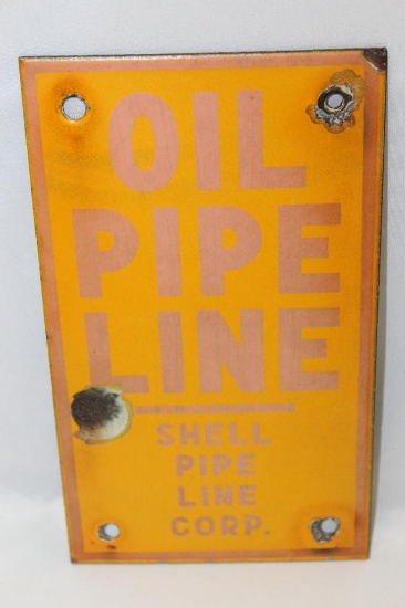 Shell Oil Co Porcelain Pipeline Sign