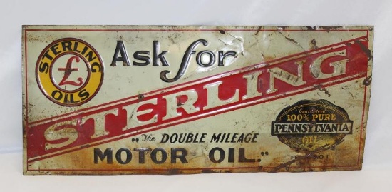 Sterling Motor Oil Tin Tacker Sign