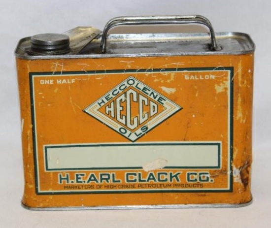 1/2 Gallon H. Earl Clack Heccoelene Motor Oil Can