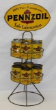 Pennzoil 100% Pure Pennsylvania 1 Quart Motor Oil Can Rack with DST Sign