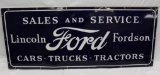 Ford Lincoln Fordson Sales and Service SSP Porcelain Dealership Sign