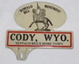 1937 Buffalo Bill of Cody WY License Plate Topper Sign