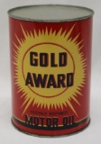 Gold Award 1 Quart Motor Oil Can Bodie Hoover of Chicago