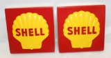 Pair of Shell Oil Company Embossed Plastic Signs