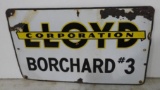 Lloyd Corporation Porcelain Sign