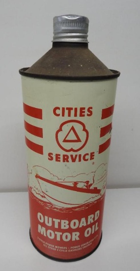Cities Service Outboard Cone Top Quart Oil Can