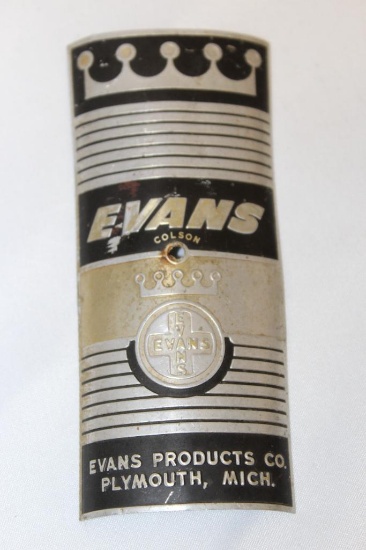 Evans of Plymouth MI Bicycle Head Badge Emblem