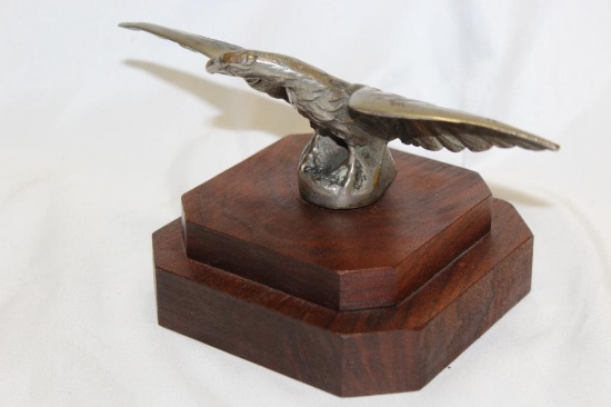Early Nickel-plated Bronze Eagle Radiator Mascot Hood Ornament