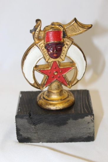 1915 Masonic Lodge Radiator Mascot Hood Ornament by Aronson