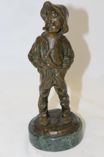 Standing Boy w/ Pipe Radiator Mascot Hood Ornament by Louis Kley