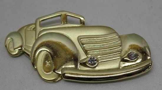 Figural 1930's Automobile Lapel Brooch Pin: Cord Styled