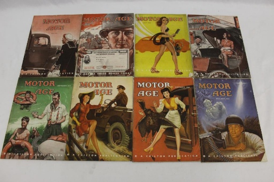 1944 Motor Age Magazines: 8 Issues: Great Ads