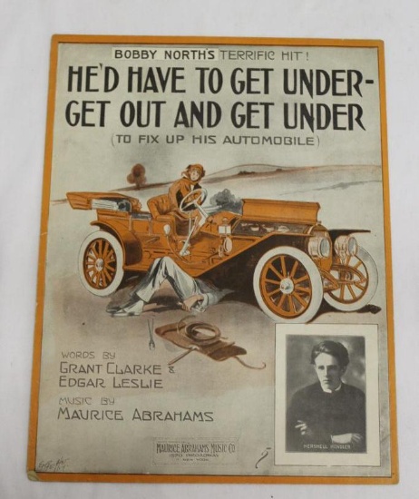 Automobile Sheet Music Bobby North's "We have to get under- get out, and get under" by Clarke and