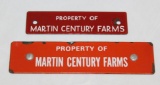 2 Martin Century Farms Porcelain Sign Tags