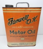 Farwell OK Motor Oil Two Gallon Can