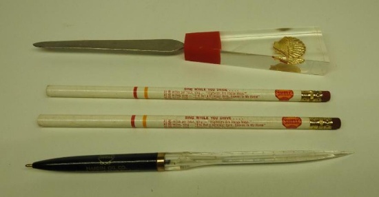 Group of Shell Letter Openers and Pencils