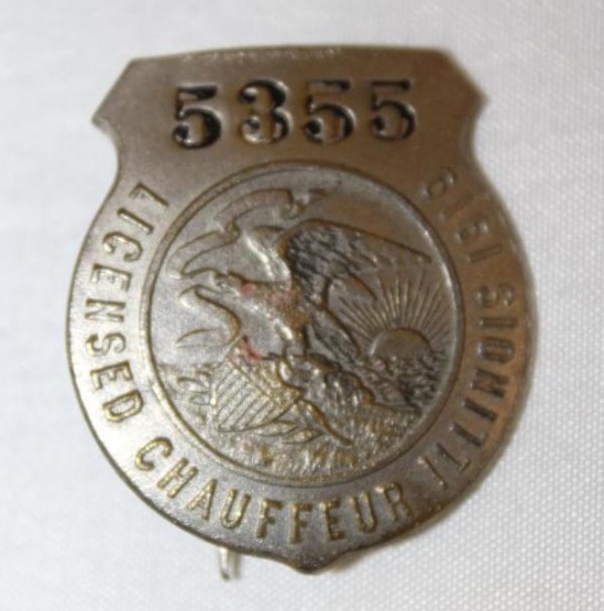 1919 Illinois Licensed Chauffeur Pin Badge