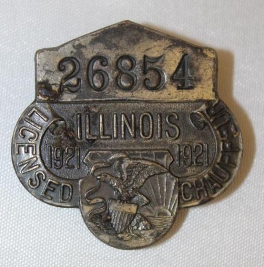 1921 Illinois Licensed Chauffeur Pin Badge