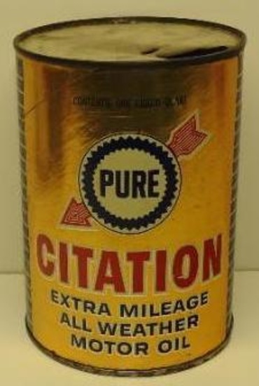 Pure Citation Motor Oil Quart Can (Blue Letter)