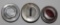 Group of 3 Automobile Threaded Hubcaps