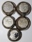 Group of 5 Ford Model T Motor Car Co Threaded Hubcaps