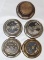 Group of 5 Brass Buick Motor Car Co Threaded Hubcaps