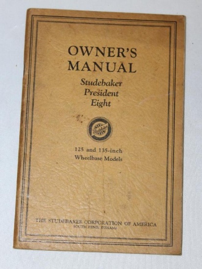 1926-1930 Studebaker President Eight Owners Manual Brochure Book