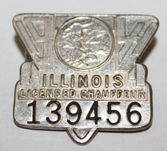 1941 Illinois Registered Chauffeur Pin Badge