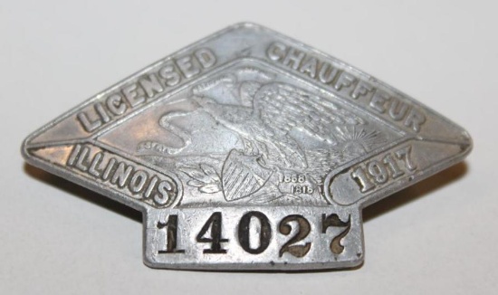 1917 Illinois Registered Chauffeur Pin Badge