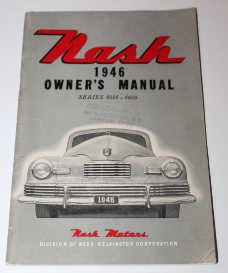 1946 Nash Motor Car Co Owners Manual Book