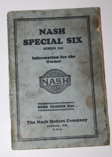 1928 Nash Special Six Series 330 Owners Information Book