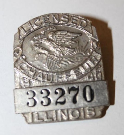 1946 Illinois Registered Chauffeur Pin Badge