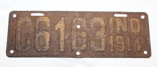 1914 Indiana Motorcycle License Plate