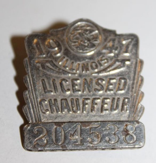 1947 Illinois Registered Chauffeur Pin Badge