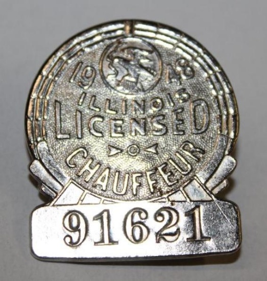 1948 Illinois Registered Chauffeur Pin Badge