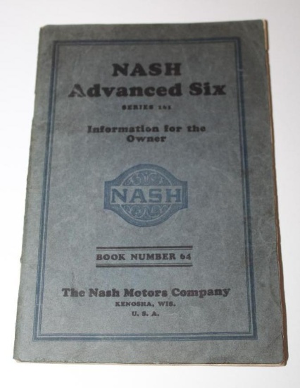 1925 Nash Advanced Six Series 161 Owners Manual Book