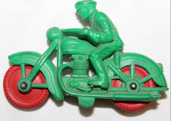 Auburn Rubber Company Motorcycle Toy w/ Rider