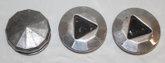 Group of 3 Automobile Threaded Hubcaps