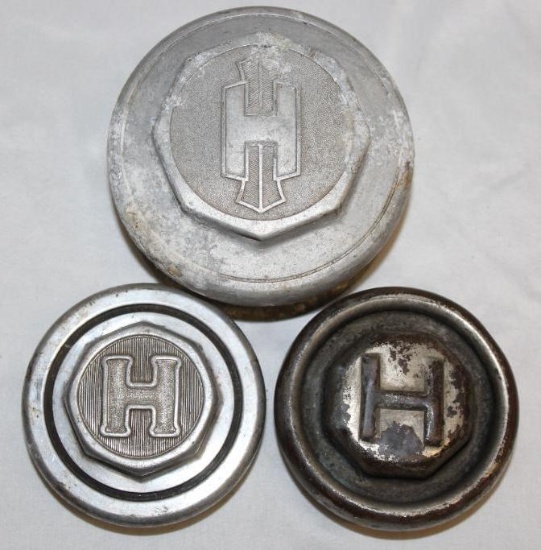 Group of 3 Hupmobile Motor Car Co Threaded Hubcaps