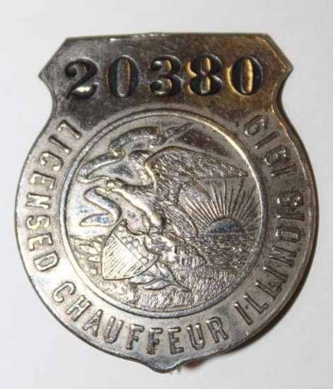 1919 Illinois Registered Chauffeur Pin Badge