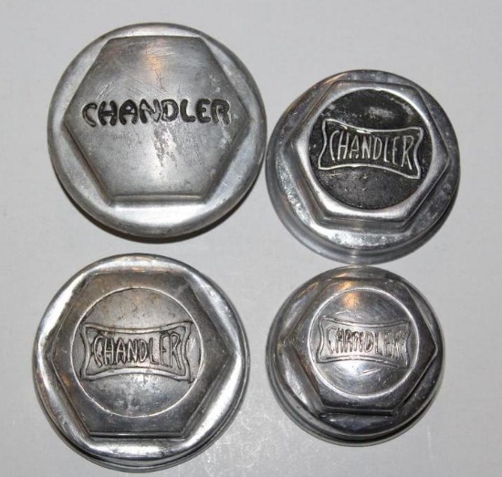 Group of 4 Chandler Motor Car Co Threaded Hubcaps