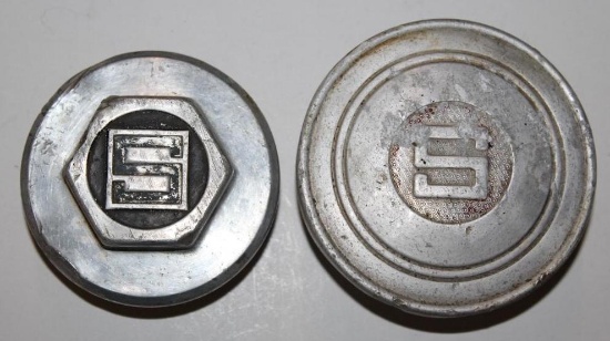 Group of 2 Studebaker Motor Car Co Threaded Hubcaps