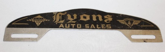 Lyons Desoto Plymouth Auto Sales License Plate Topper