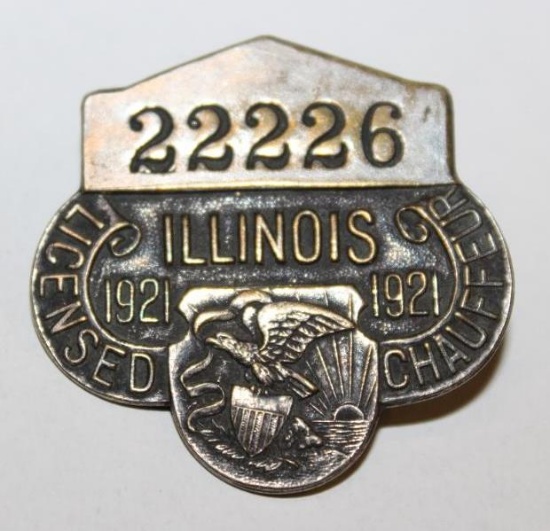 1921 Illinois Registered Chauffeur Pin Badge