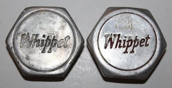Group of 2 Whippet Motor Car Co Threaded Hubcaps