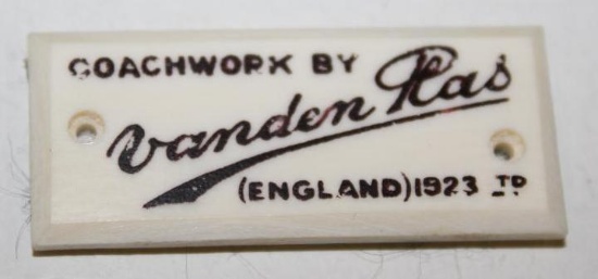 Vanden Plas Coachbuilder Bodytag Emblem Badge