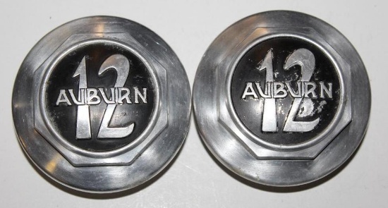 Group of 2 Auburn 12 Motor Car Co Threaded Hubcaps